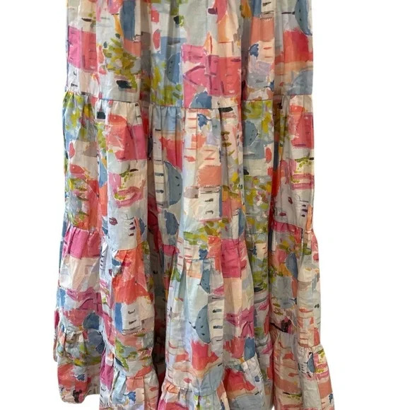 Pinch Pink and Green Smocked Puff Sleeve Tiered Sundress Size M, Pre-Owned EUC - Picture 2 of 7